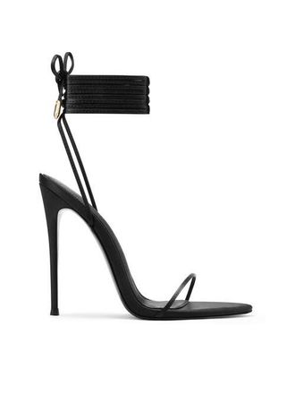 Femme Luce Minimale Satin Sandal in Black at Nordstrom, Size 11
