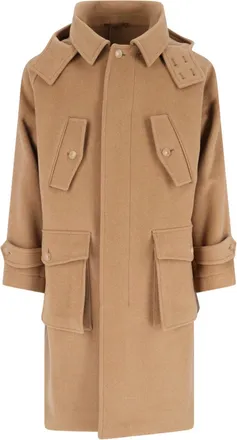 Caruso Foscari Beige Hooded Wool Coat