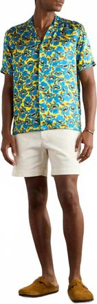 Orlebar Brown Maitan Petal Camp Collar Silk Shirt In Lemon Meringue