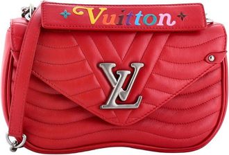 Louis Vuitton Red Sheep Leather New Wave Chain Quilted Mm (Authentic Pre- Loved)