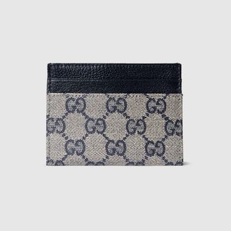 Gucci Essence Classic Card Case, Blue, GG Canvas