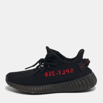 adidas Boost 350 V2 Bred Size 38 Black Knit Fabric Lace Up Sneakers