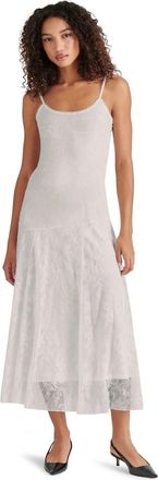 Steve Madden Veera Flowy Dress Womens White Lace Scoop Neck Preppy PALL341