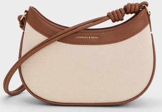 Charles & Keith Sabine Canvas Knotted-Strap Curved Shoulder Bag