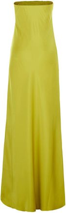 Norma Kamali Womens Long Dress Bias Yellow Tech Fabric Polyester