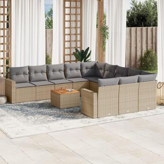 vidaXL Set De Sof&aacute;s De Jard&iacute;n 12 Pzas Y Cojines Rat&aacute;n Sint&eacute;tico Marr&oacute;n Vidaxl