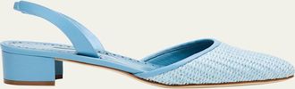 Manolo Blahnik Woven Slingback Ballerina Pumps