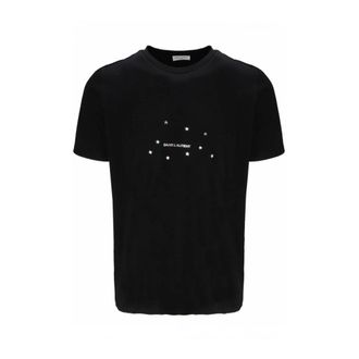 Saint Laurent T-Shirts, male, Black, Size: S Star Logo Cotton Tee