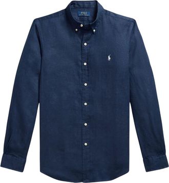 Ralph Lauren Overhemden, Heren, Blauw, S, Linnen, Linnen Shirt