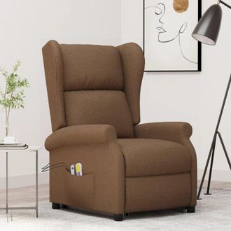 vidaXL Sill&oacute;n De Masaje Elevable De Tela Marr&oacute;n Vidaxl