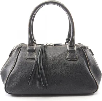 Chanel Black Leather Handbag Tote Bag (Pre-Owned)