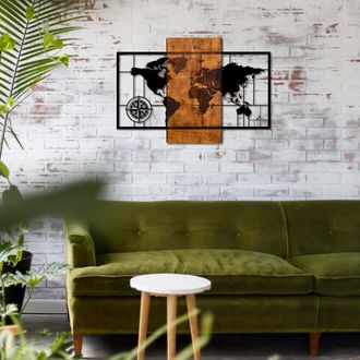Decortie Mapa Del Mundo De Madera Y Metal Para Decorar La Pared, 58 X 85 Cm, Ideal Para Escritorios De Viaje O Salas De Estar De Aventureros