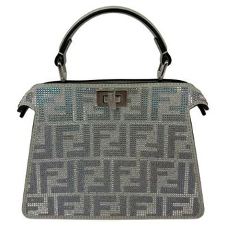 Fendi Pre-owned Peekaboo Vitello Laminato FF Petite I See U Satchel Crystal Bag - Dames - Vintage Handtas - Grijs - ONE Size - Leer - Vintage