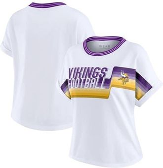WEAR by Erin Andrews Womens WEAR by Erin Andrews White Minnesota Vikings Cropped Center Stripe Dolman T-Shirt at Nordstrom, Size Xx-Large