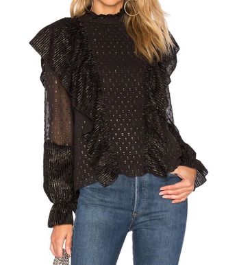 Rachel Zoe Sienna Top In Black & Gold