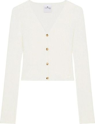 Courr&egrave;ges Witte Logo V-hals Trui - Dames - Vesten - Wit - L - Truien & Vesten