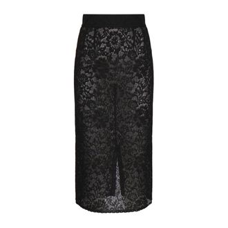 Dolce & Gabbana Rokken, Dames, Zwart, M, Zwart Kanten Midi Potloodrok