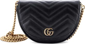 Gucci GG Marmont Half Moon Flap Matelasse Leather Mini crossbody bag - Zwart