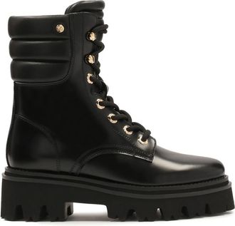 Kazar Veelzijdige dameslaarzen in zwart - Dames - Veterlaarzen - Zwart - 35 EU - Leer - Schoenen