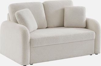 Sweeek Sweeek - Sof&aacute; Con Borreguito, L&iacute;neas Redondeadas De 2 Plazas, Milano, Borreguito Blanco, 150x85x85 Cm