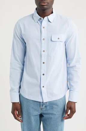 Imperfects Tradesman Chambray Button-Up Shirt in Beach Blue Solid at Nordstrom, Size Xx-Large