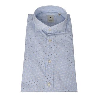 Bastoncino Slim Fit Microfantasia Overhemd - Heren - Zakelijke Overhemden - Blauw - 2XL - Katoen - Overhemden