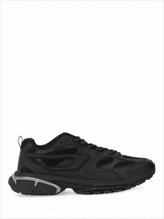 Diesel Black Mesh Sports Sneakers With Textured Sole