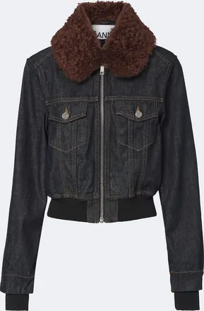 Ganni Cropped denim blouson jacket