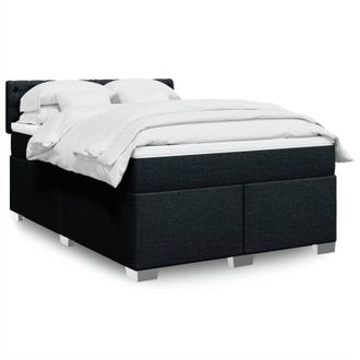 vidaXL Cama Box Spring Con Colch&oacute;n Tela Negro 140x190 Cm Vidaxl