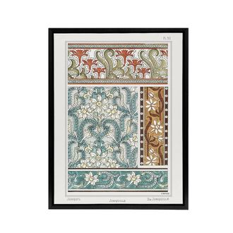 Artery8 Daffodil Floral Framed Canvas Wall Art Print Vintage Floral Verneuil in Blue | Size: W24 x H32