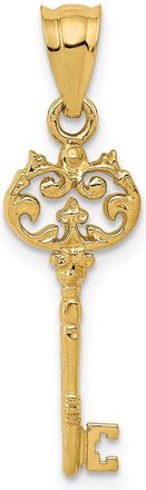 Diamond2Deal 14k Yellow Gold Polished Filigree Key Charm Pendant