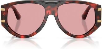 Dolce & Gabbana 57mm Pilot Sunglasses in Red Havana /Light Violet at Nordstrom