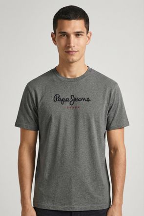 Pepe Jeans London Rundhalsshirt PEPE JEANS EGGO, Herren, Gr. XXL, marl grau, Jersey, Obermaterial: 100% Baumwolle, bedruckt, normal normal, Rundhals, Shirts Rundhalsshi