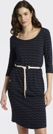 Ragwear Jerseykleid RAGWEAR LILITHA ZIG ZAG O, Damen, Gr. XXL, N-Gr, navy, Jersey, Obermaterial: 50% Baumwolle, 50% Modal, gemustert, kniefrei, Rundhals, Klei