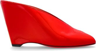 Ferragamo Alicia 95 Peep Wedge - Dames - Sleehakken - Rood - 38 1/2 EU - Leer - Schoenen