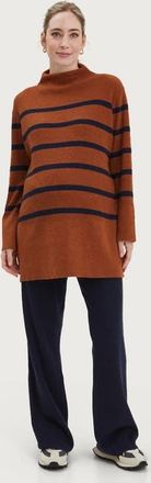Nom Maternity Sarabeth Maternity & Nursing Striped Sweater in Rust Navy at Nordstrom, Size X-Large