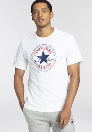 Converse T-Shirt CONVERSE CONVERSE GO-TO ALL STAR PATCH STANDARD-FIT T-SHIRT, Damen, Gr. XXL, weiss (wei&szlig;), Single Jersey, Obermaterial: 100% Baumwolle, Rundha