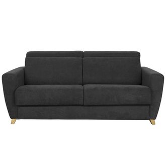 Miliboo Sof&aacute; Convertible 3 Plazas Con Reposacabezas Ajustables Efecto Terciopelo Gris Oscuro Goya
