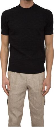Paolo Pecora Zwarte Crewneck Shirt - Heren - Ronde hals truien - Zwart - 2XL - Katoen - Truien & Vesten