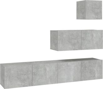 vidaXL 4 Piece tv Cabinet Set Concrete Grey Engineered Wood Vidaxl