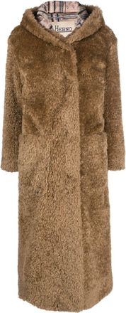 Herno faux-fur hooded coat - women - Polyester/Polyester - 44 - Brown