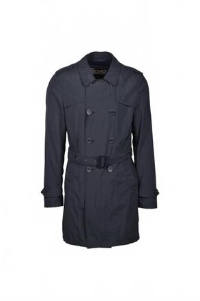 Herno Mens Classic Collar Pea Coat In Navy