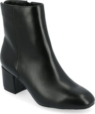 Journee Collection Adria Tru Bootie Womens Black Leather Round Toe ZAP2165