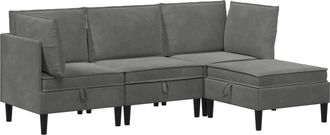 vidaXL Juego De Muebles De Sal&oacute;n 4 Uds. Gris Oscuro Terciopelo Vidaxl