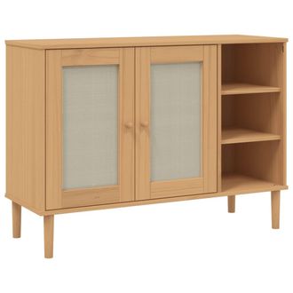 vidaXL Vidaxl - Aparador Senja Aspecto De Rat&aacute;n Madera Pino Marr&oacute;n 112x40x80 Cm