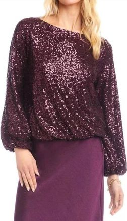 Karen Kane Baila Blouson Top In Eggplant