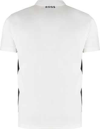 HUGO BOSS Mens Technical Fabric Polo Shirt White Polyester T-shirts And Polos