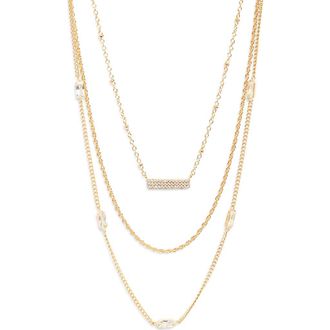 Nordstrom Set of 3 Cubic Zirconia Chain Necklaces in Clear- Gold at Nordstrom