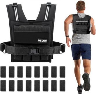 OEM Chaleco Lastrado Ajustable 0,63-16 Kg, Chaleco Ponderado Con 16 Bloques De Hierro Extra&iacute;bles De 0,95 Kg, Tira Reflectante, Para Entrenamiento De Fuerz