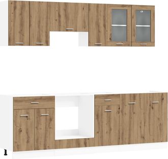 vidaXL Unidad De Cocina Lyon 8 Uds. Roble Artisan Madera De Ingenier&iacute;a Vidaxl